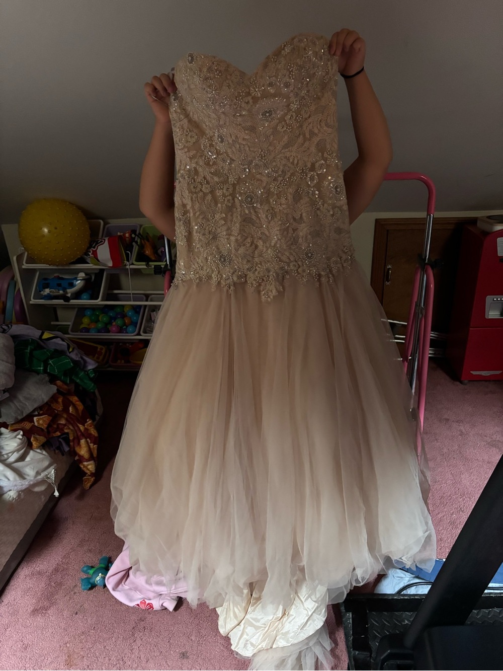 Women’s whoo by Waters Sequin Lace Bodice Tulle Dress in Champagne wedding dress